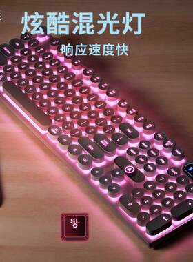 银雕键盘K600电竞机械手感紫色发光吃鸡游戏有线朋克拼色电脑配件