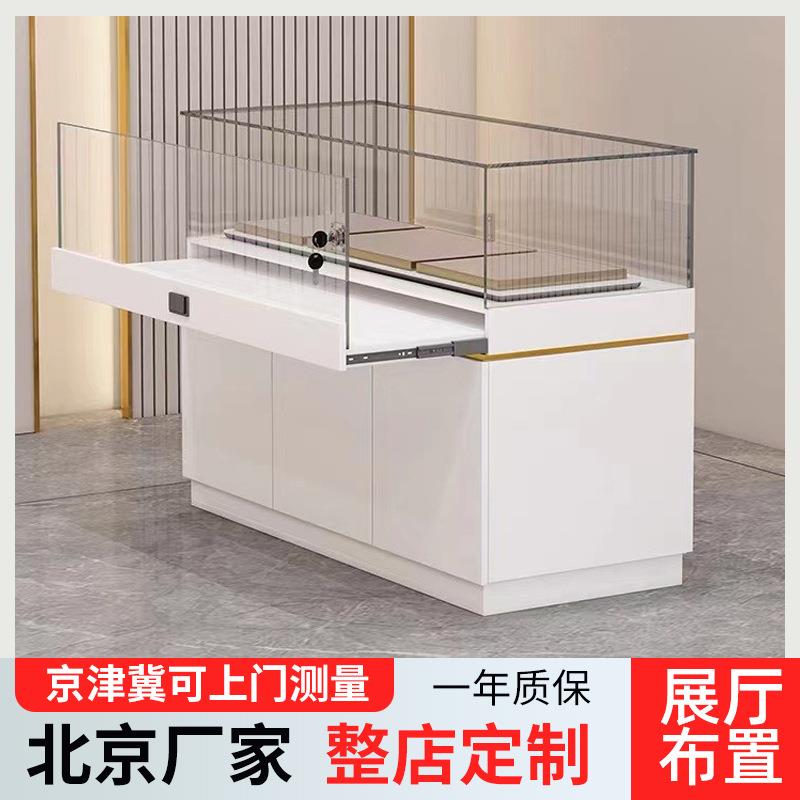 珠宝展示柜定制烤漆玻璃展柜博物馆古董饰品化妆品透明陈列柜展台