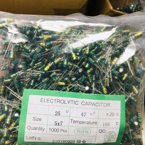 25V47UF绿金高频低阻长寿命电解电容 小体积5X7mm 1000祇=45元