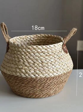 草编藤编花盆可折叠花盆花篮草编