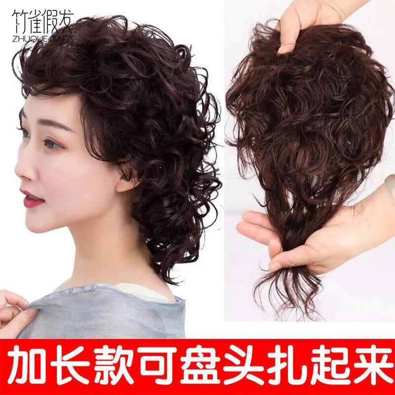 假发短卷发头顶补发片中年自然蓬松遮盖白发假发女短发逼真遮发块