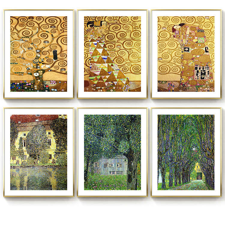 欧式抽象克林姆特油画吻酒店宾馆会所装饰挂画西餐厅走廊卧室壁画图片
