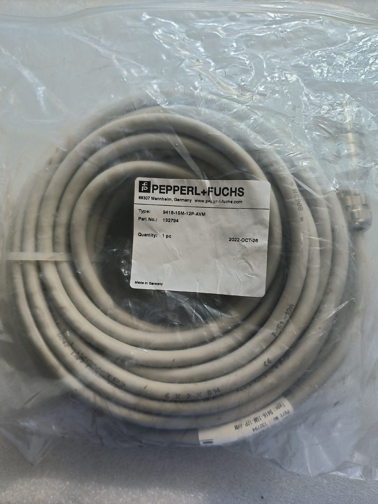 P+F编码器连接线 9416-15M-12P-AVM,全新原