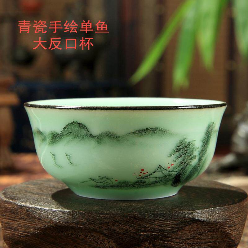 青花陶瓷个人专用小茶盏复古家用喝酒杯中式单杯品茗杯10只茶杯