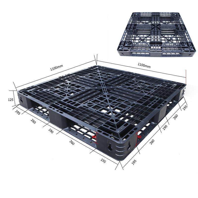 出口一次性黑色塑料托盘1111田字卡板 1100*1100*125堆高机铲板出