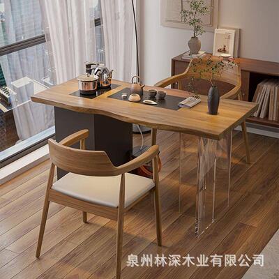 阳台夫茶桌台椅组合新中式实木茶原木功小户型现MVT代简约家用泡
