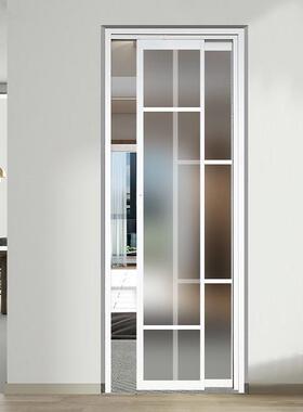 极窄厨房门厕所门洗手间卫生间实木pd门折叠门推拉一体门玻璃移门