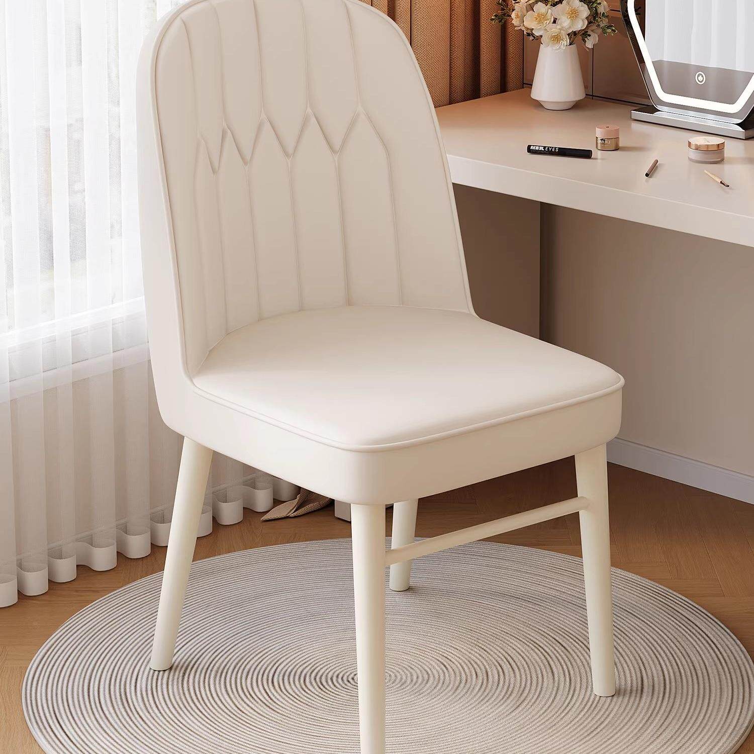 奶油风椅子化妆凳家用靠背餐椅卧室轻奢梳妆台凳子酒店吃饭H&