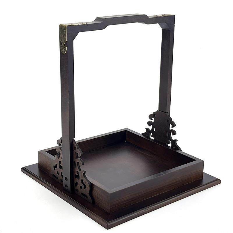 酒店商用胡桃木色正方形中式手提盒意境菜餐具套装复古特色菜盘子