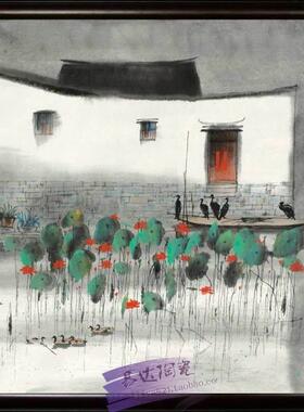 景德镇 瓷板画 江南春色 瓷画山水画 风景画 高级中式会所装饰画