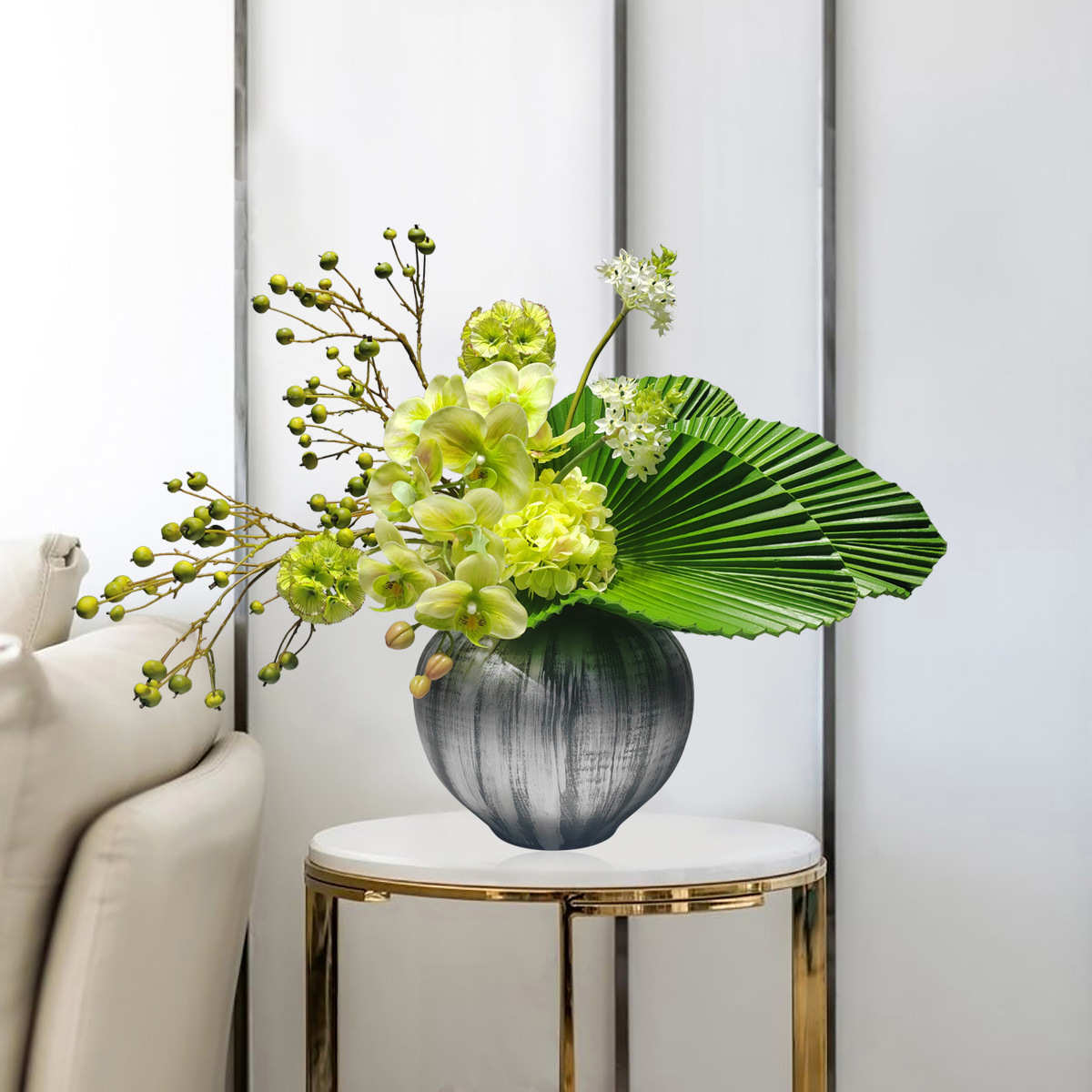 新中式创意仿真花艺摆件酒店样板间玄关茶几餐桌绿植假花摆设软装