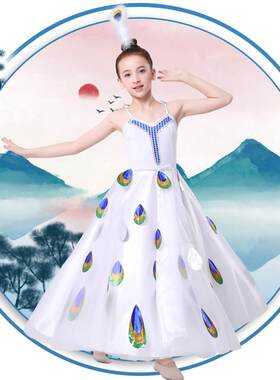 新款开 场舞女杨丽萍同款孔雀舞蹈演出服傣族服装孔雀舞雀之灵艺