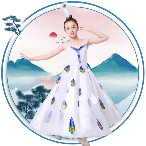 新款开 场舞女杨丽萍同款孔雀舞蹈演出服傣族服装孔雀舞雀之灵艺