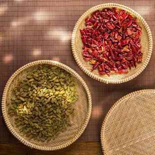 越南家编菜织篮竹编筛空子用晾033晒筐饺子盘竹簸箕厨房篮筐六件