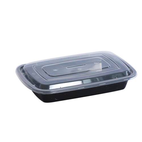 一次性餐盒美式长方形外卖打包盒加厚塑料透明黑色一次性饭盒