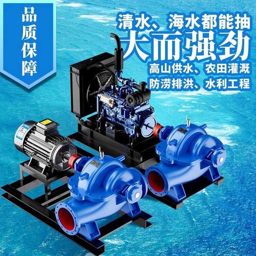 SH单级双吸离心泵排涝泵灌溉循环高扬程中开大流量柴油机抽水泵