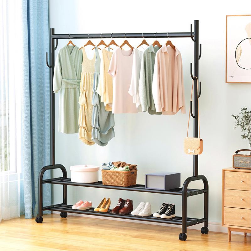 晾衣架落地家用卧室内折叠学生宿舍晒挂衣架阳台置物凉衣服杆简约