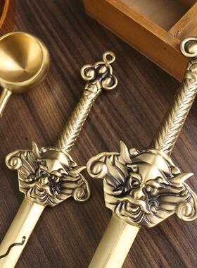 黄铜七星宝剑摆件客厅办公室纯铜药勺金属工艺品摆件地摊礼品