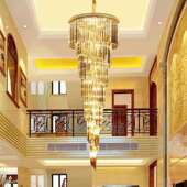 楼梯吊灯长吊灯中山灯饰别墅酒店复式 楼中楼客厅跃层轻奢水晶吊灯