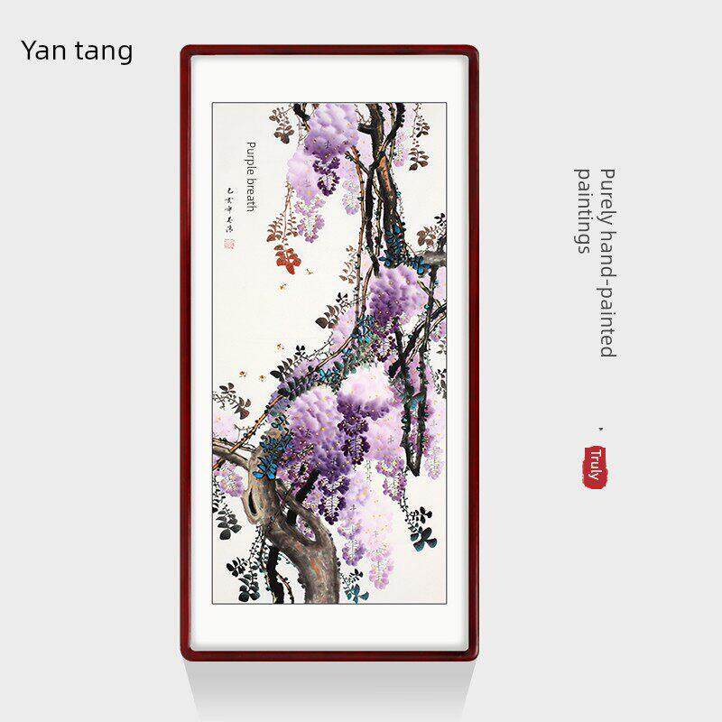 颜堂手绘国画中式玄关装饰餐厅沙发挂画走廊卧室入户壁画事事如意