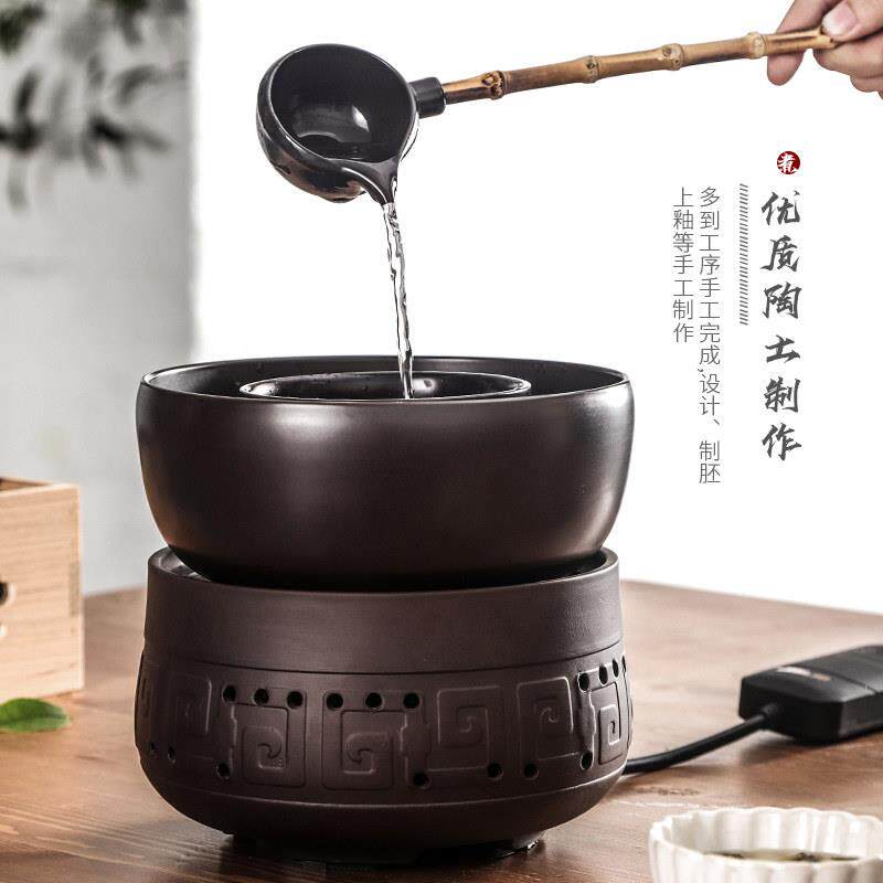 好利友陶瓷黑晶炉煮茶器煮茶壶分茶器回纹覆古家用茶具黑陶套装