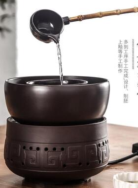 好利友陶瓷黑晶炉煮茶器煮茶壶分茶器回纹覆古家用茶具黑陶套装