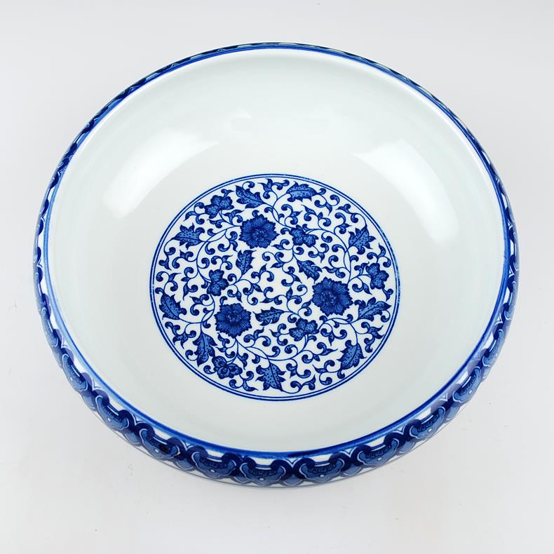 高档景德镇陶瓷器 青花浅金鱼缸乌水缸龟盆荷睡莲花植物水仙家居