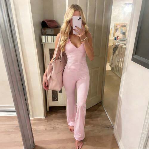 Women's V-Neck Sleeveless Top & Long Pants Set Womenswear