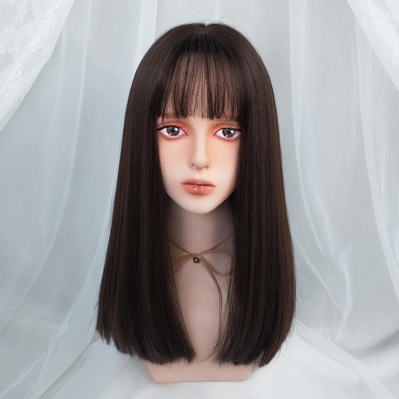 正品女假发长直发中卡减通刘海锁骨头发流行主播同款自然蓬松可爱