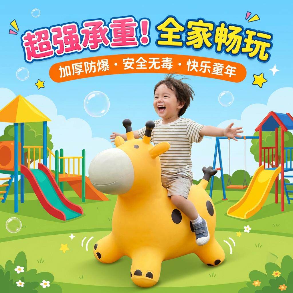 儿童跳跳马大人可坐无毒橡胶马1到3岁宝宝骑马跳跳鹿小马充气玩具