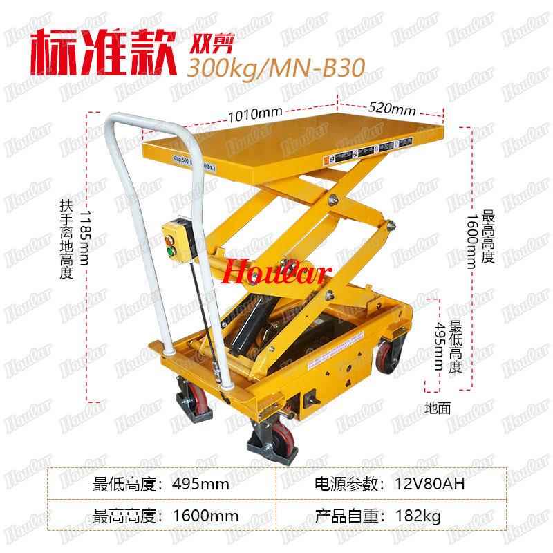 ES平0电动平台5车欧标动升降车液压自小平台1.6UGP米升降台手推车