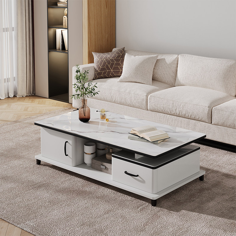 轻奢茶几客厅家用小户型现代简约电视柜组合套装钢化玻璃高级茶桌