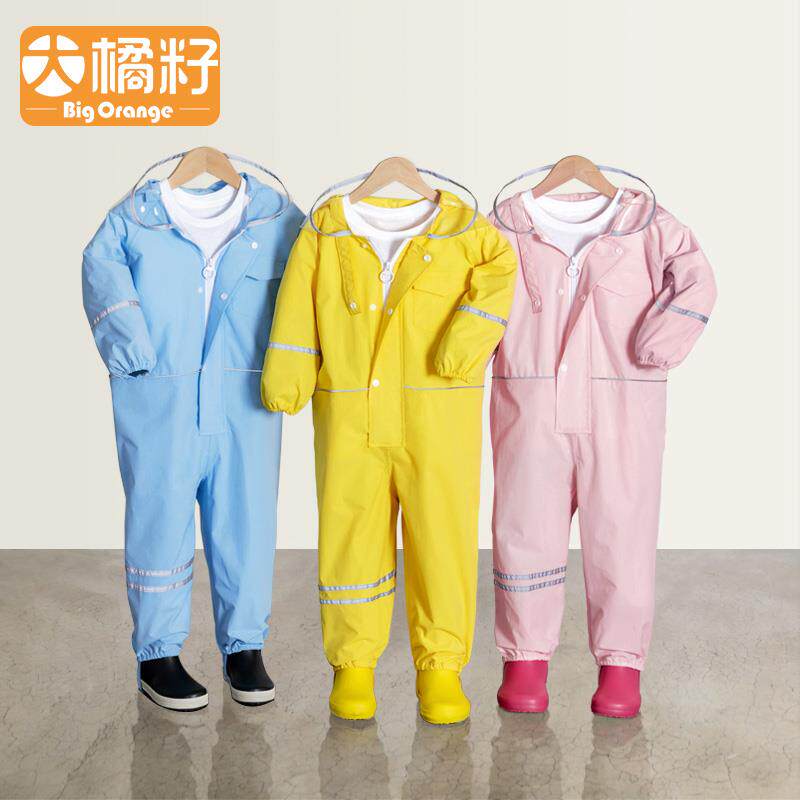 大橘籽儿童连身雨衣春夏款造型防水户外小学生男女童宝宝小孩雨披