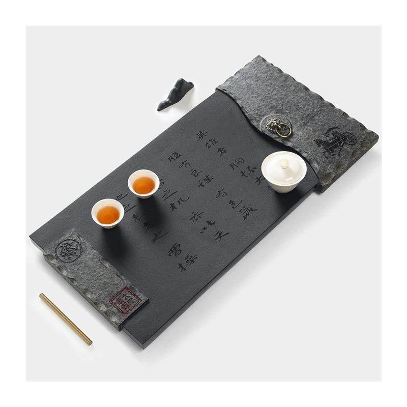 新款乌金石茶盘家用客厅功夫茶台石板沥水茶具套装轻奢排水式