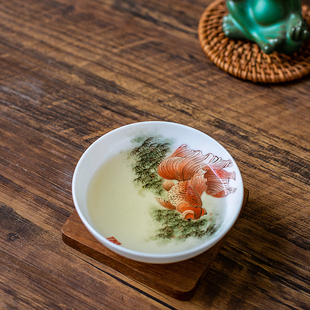国宝级大师袁述凡手绘品茗杯陶瓷杯家用 金玉满堂主人杯普洱茶杯