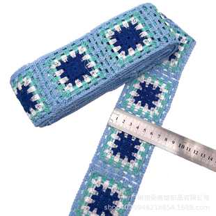 辅料PP线绣花条码 欧美外贸彩色水溶镂空仿手钩机织花边 服装