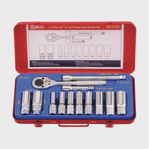 GENIUS天赋进口工具3/8系列13件套英制长套筒棘轮扳手组GS-313S