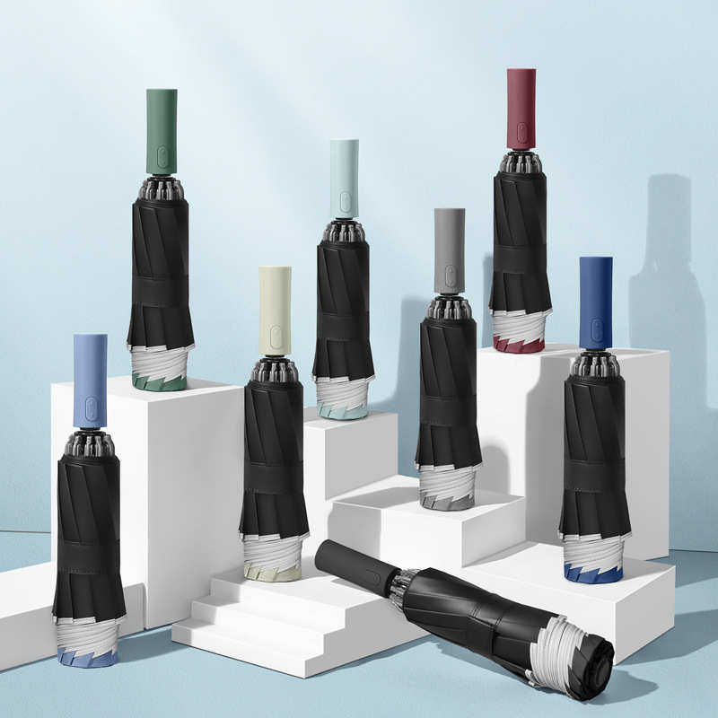 10骨全自动反向折叠伞彩色手柄反光条自动伞三折晴雨车载商务雨伞,居家日用,伞,淘宝优惠券,粉丝福利购,淘宝优惠卷