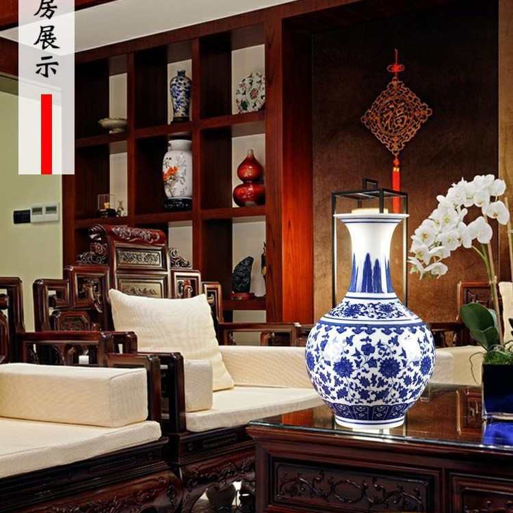 青花瓷花瓶摆件客厅插花仿古小装饰工艺品景德镇陶瓷器新中式花器