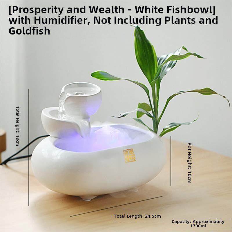 陶瓷创意循环流水办公室桌面装饰品茶几喷泉鱼缸玄关摆件开业礼物