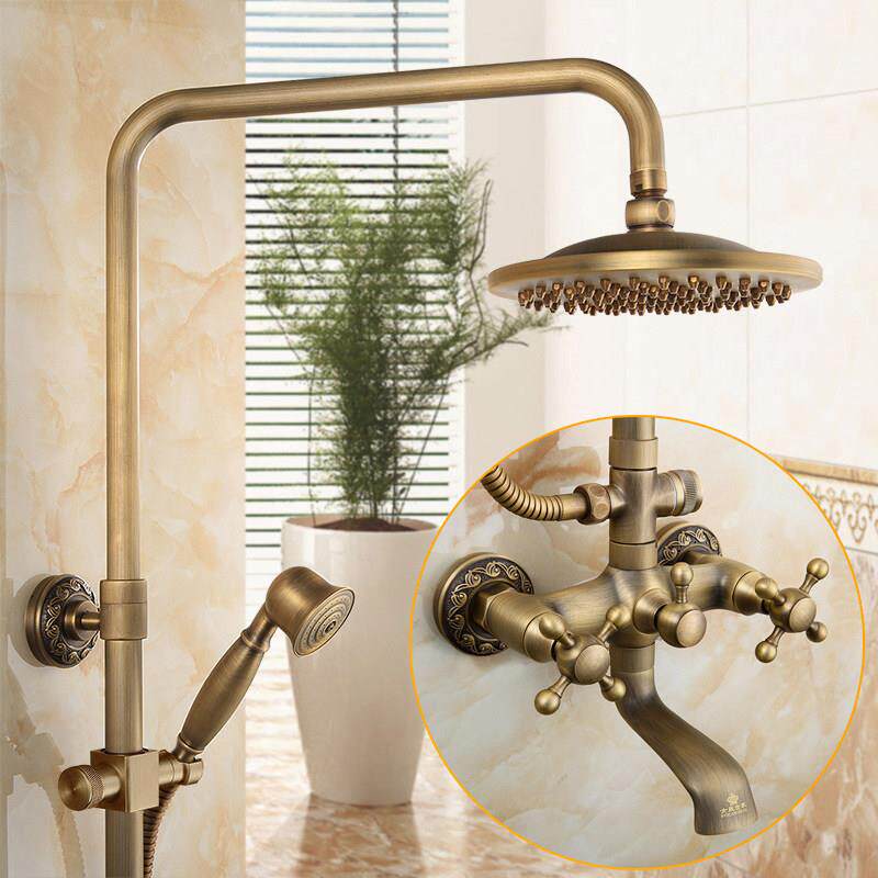 女皇世家彷古全铜淋浴花洒套件家用覆古浴室法式中古风美式水龙头