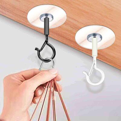 4pcs Adhesive Hooks Ceiling Strong Bearing Sticky Rack Kitch