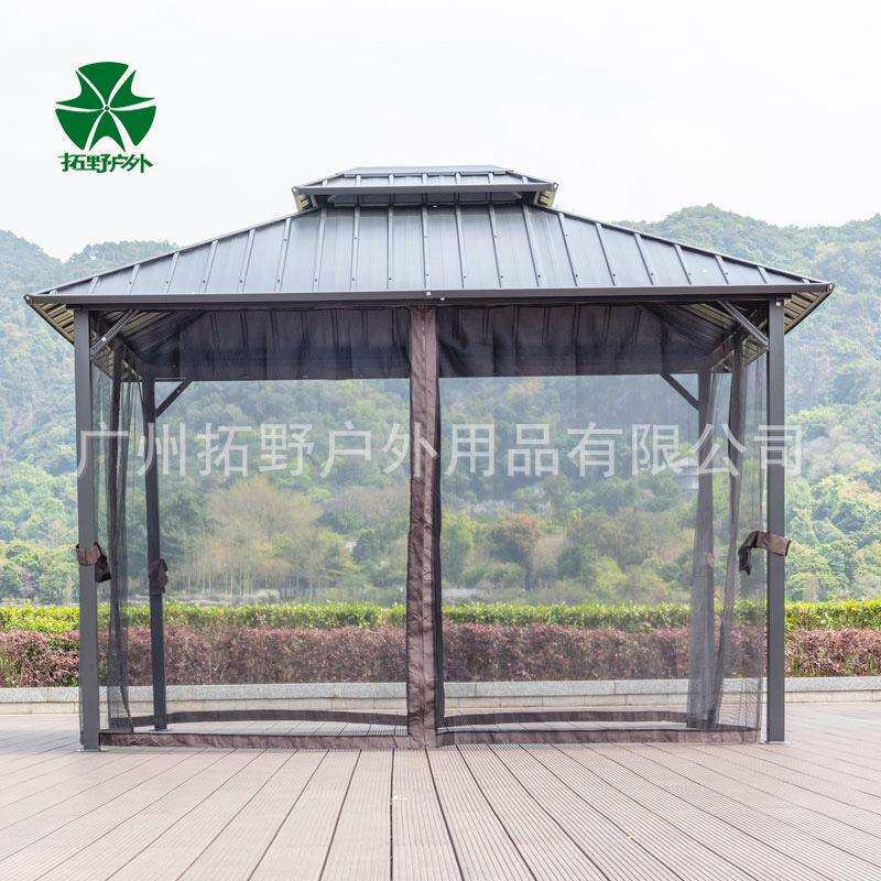 户外双顶凉亭欧式别墅花园遮阳棚室外镀锌板顶四角亭景区休闲凉亭