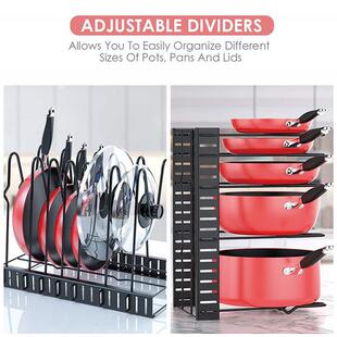 铁艺可调节间距锅盖架锅架厨房台面橱柜砧板菜板锅子烤盘收纳架子