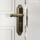 世连泰好铜锁简欧黄铜实心执手门把手全铜静音室内卧室门锁SM7298