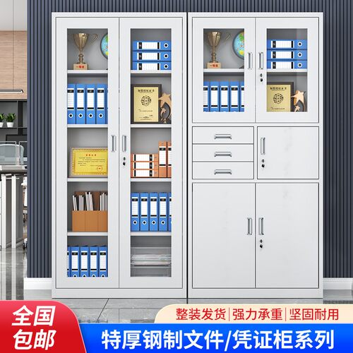 钢制办公室文件柜财务凭证柜资料档案柜带锁铁皮柜书柜储物收纳柜