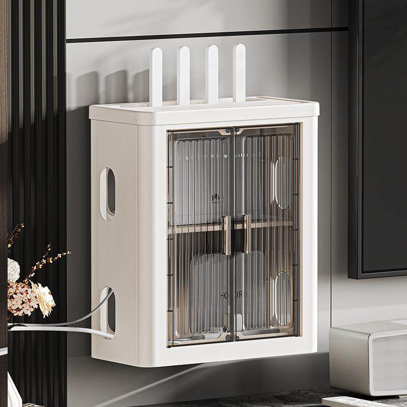 路由器收纳盒大容量路由器收纳盒散热透气磁吸开门路由器置物架子