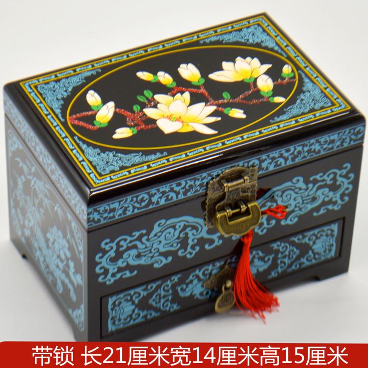 平遥推光漆器首饰盒中国风收纳木质实木古风结婚化妆盒礼物梳妆盒