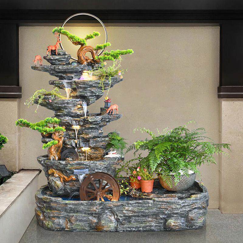 假山流水喷泉循环水鱼池造景庭院户外阳台公司办公室招财水景摆件