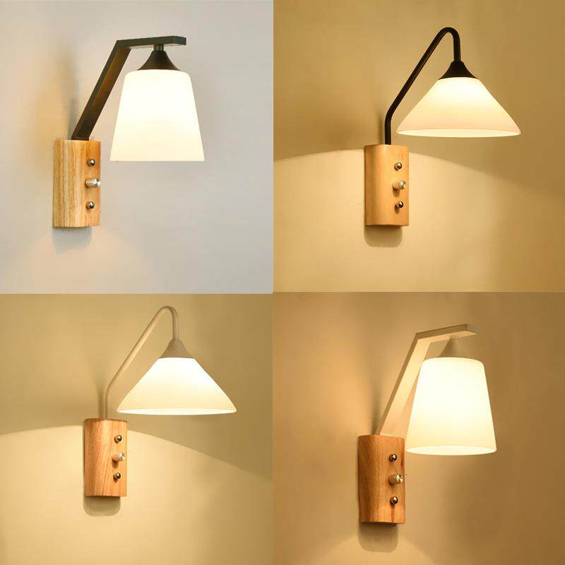 带开关壁灯现代简约实木艺墙灯温馨客厅书房阅读背景墙过道床头灯